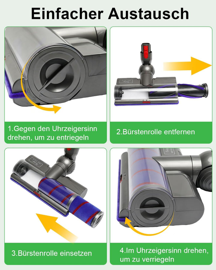 Waitley Bürste kompatibel mit Dyson V7 V8 V10 V11 V15 Staubsauger, Elektrische Bürste mit LED-Leucht