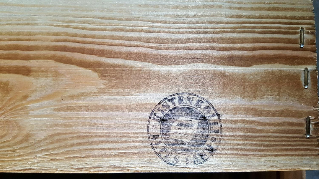 Geflammtes Weinregal für bis zu 16 Flaschen 40x40x27 cm Kistenkolli Altes Land Wein Regal | Flaschen
