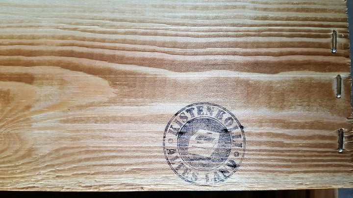 Geflammtes Weinregal für bis zu 16 Flaschen 40x40x27 cm Kistenkolli Altes Land Wein Regal | Flaschen