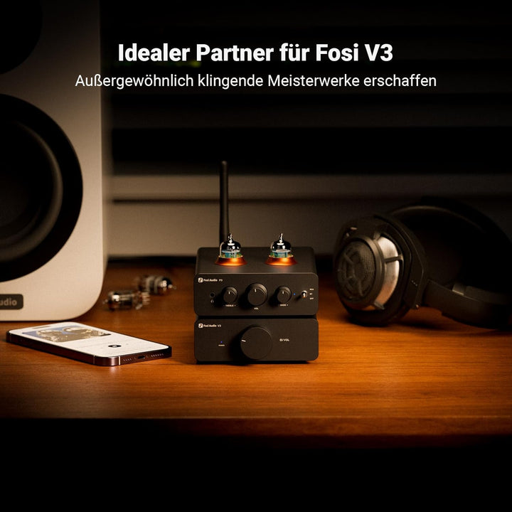 Fosi Audio P3 Hi-Fi Röhren Vorverstärker, Home Audio Mini Röhrenverstärker & Kopfhörerverstärker, Bl