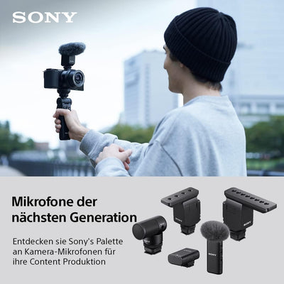 Sony ECM-W2BT Drahtloses Mikrofon mit Bluetooth-Verbindung, schwarz Vlogging-Mikrofon Single