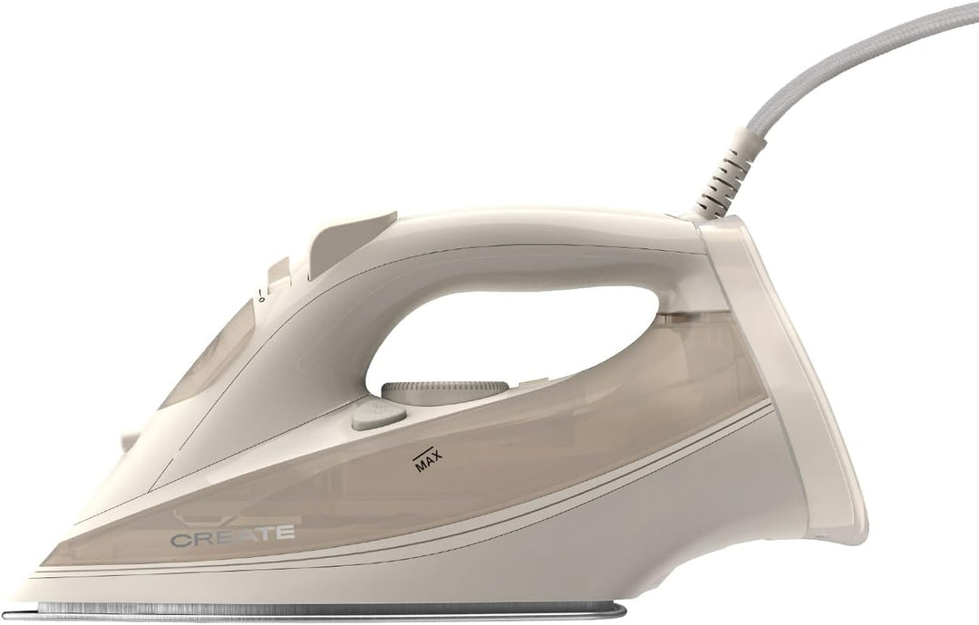 CREATE/IRON FLAT 3000 / Dampfbügeleisen Cremeweiss/Schnellstartsystem, 2m Kabel, Sicherheitssystem,