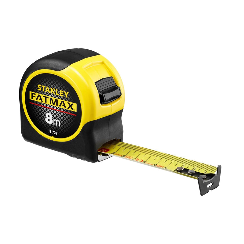 Stanley FatMax Bandmass Blade Armor (8 m Länge, Feststeller, automatischer Rücklauf, Gürtelclip, Dyn