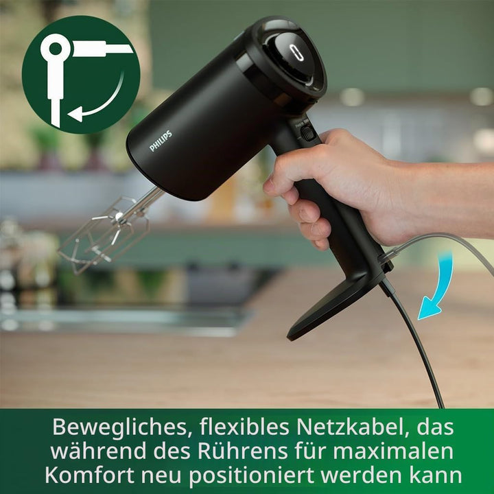 Philips 5000 series hand mixer, HR3781/00, 500W, 5 Speeds, Turbo function, Black