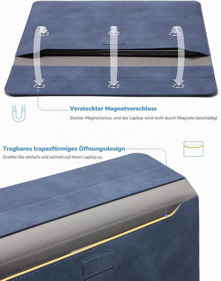 HYZUO 13,3-14 Zoll Laptop Hülle Tasche mit Standfunktion für MacBook Pro 14 M5/M4/M3/M2/M1 2026-2021