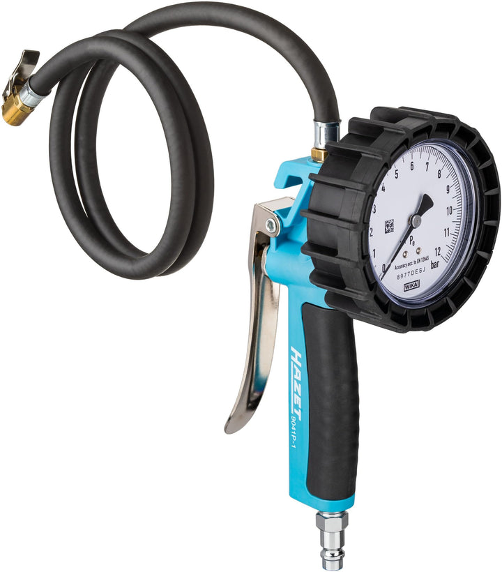 HAZET Reifenfüller 9041G-1, Geeicht, optimal ablesbar, Manometer-Messbereich: 0-10 bar, Schlauchläng
