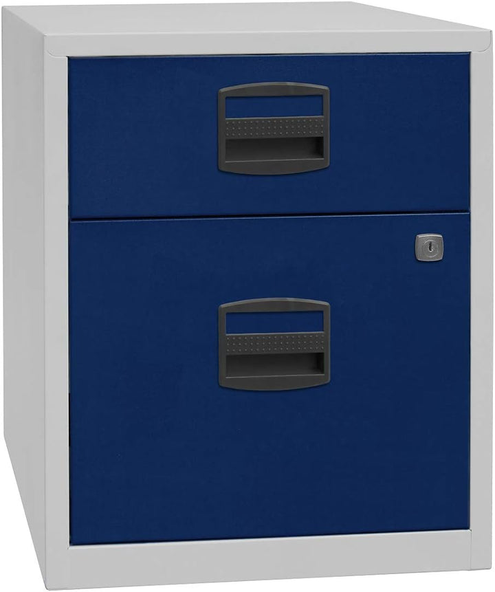 Bisley Home mobiler Beistellschrank PFA, 1 Universalschublade, 1 HR-Schublade, Metall, 355 Silber, 4