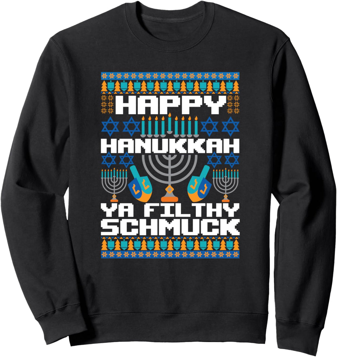 Funny Hanukkah Gifts Ugly Christmas Happy Chanukkah Sweatshirt