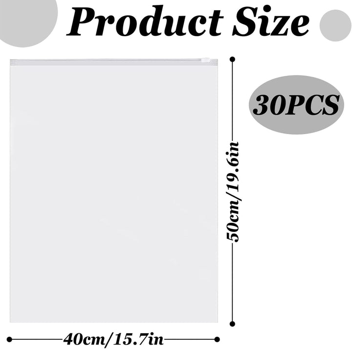 30 Stücke Zip Beutel Gross Wiederverwendbar 40×50 cm Zipper Beutel Reisetasche Transparent Zip Tüten