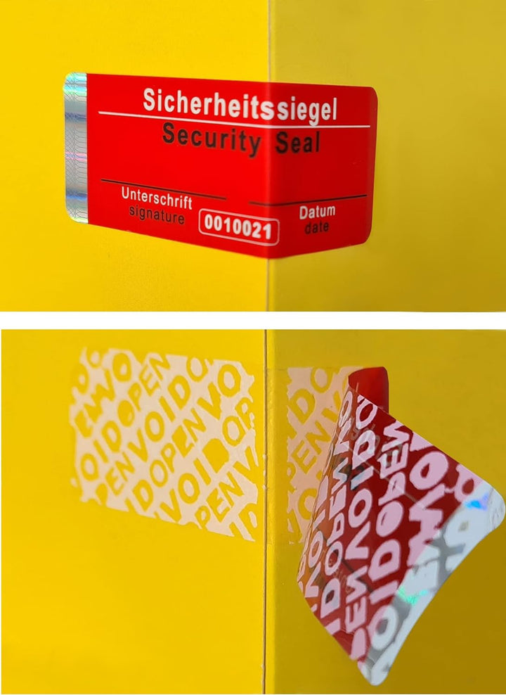 250 Stk - Sicherheits-Siegel mit Seriennummer - 70x25mm rot, beschreibbar - Sicherheitssiegel, Quali