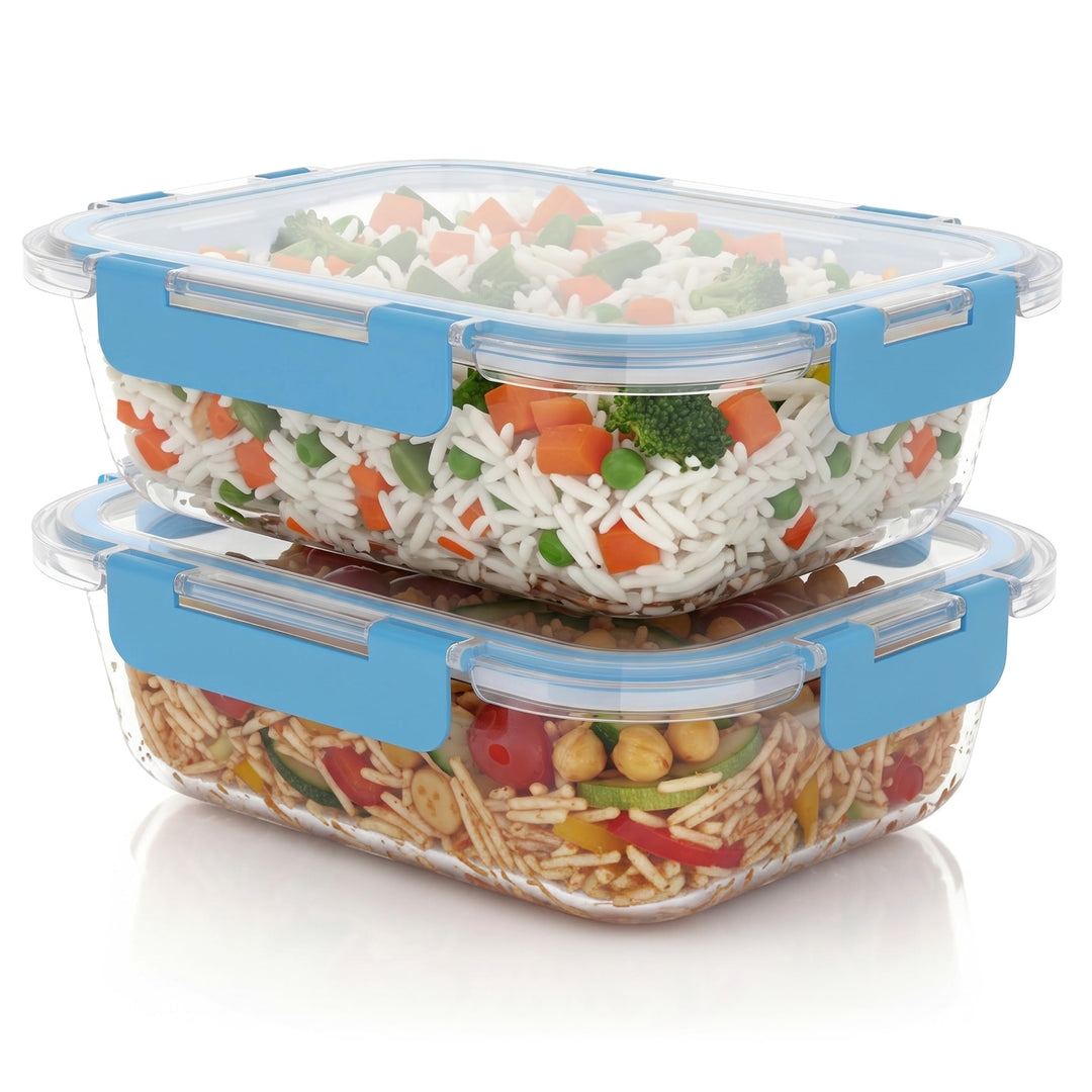 Arendo - Lunchboxen Glas - Frischhaltedosen für Lebensmittel mit Deckel luftdicht - 2er Set - 1520 m