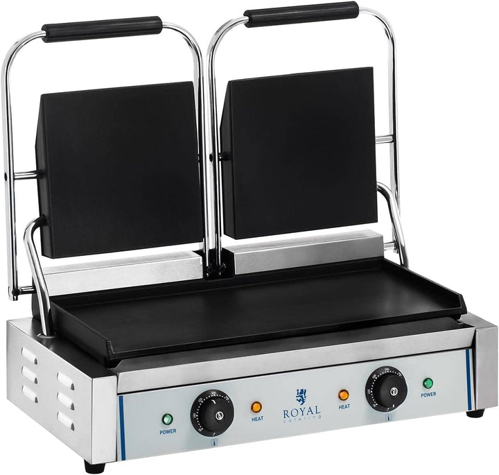 Royal Catering RCKG- 3600-F Doppel Kontaktgrill Sandwichmaker Tischgrill (Glatt, 2 x 1.800W, 300°C,