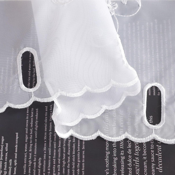 HeichkelL Scheibengardine Voile Kurzstore Hohl Stickerei Vorhang Durchstangenzug Gardine Küche Tür K