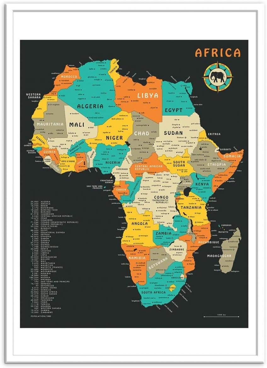 Wall Editions Art-Poster - Africa Map - Jazzberry Blue