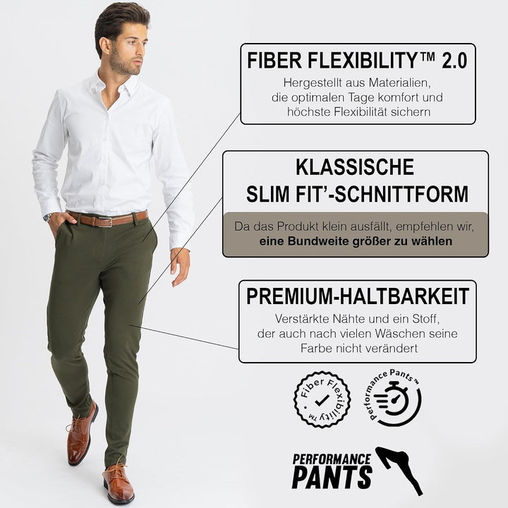 Performance Pants Herren - Stilvolle Slim Fit Herren Hosen Stretch - Hosen Herren Stretch - Angenehm
