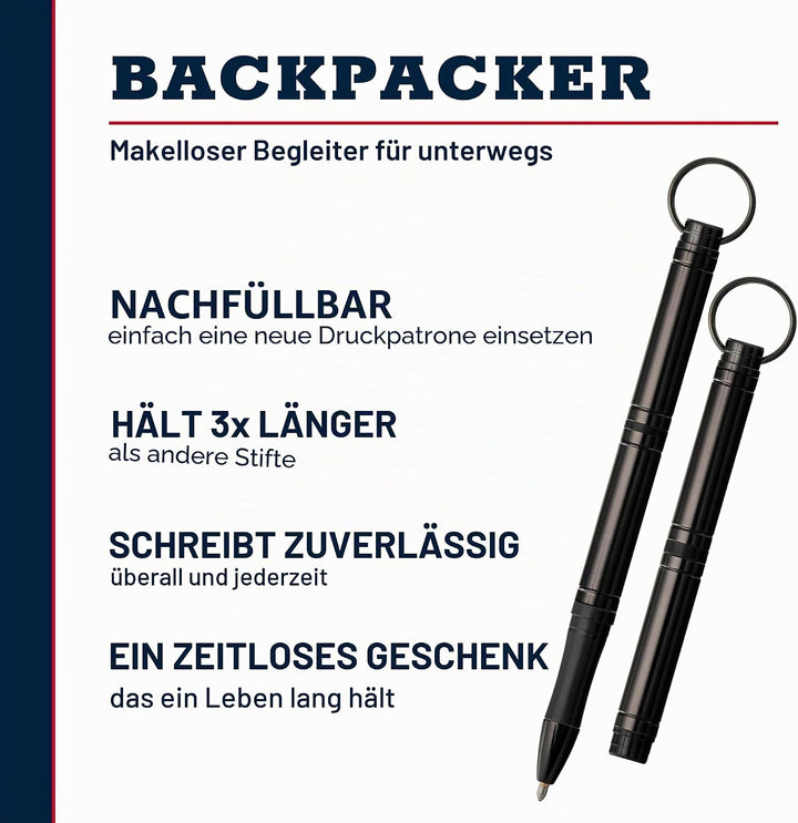 Fisher Space Pen Black Backpacker Keyring Pen, 1 Count (Pack of 1)