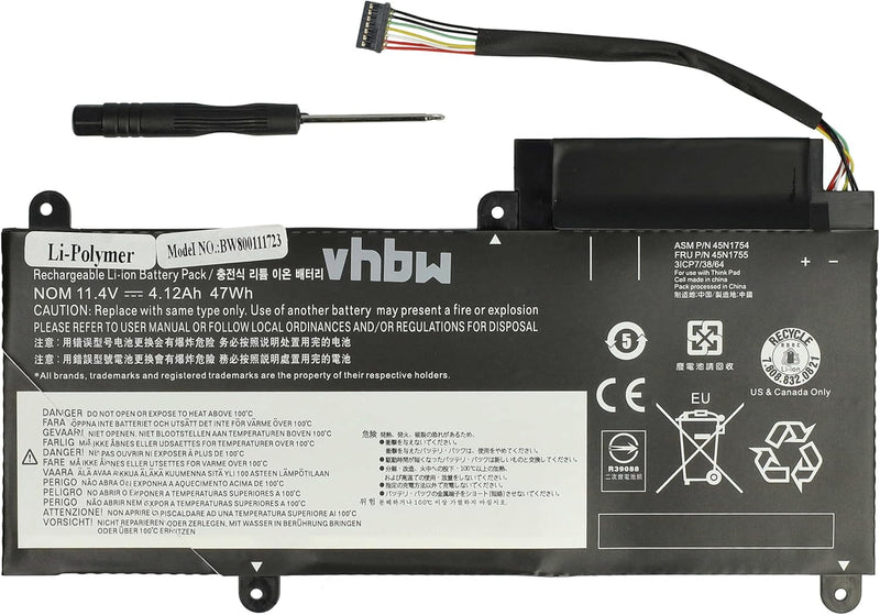 vhbw Akku kompatibel mit Lenovo ThinkPad E460, E455 (20DEA01GCD), E460 (20ET0020CD) Notebook (4400 m