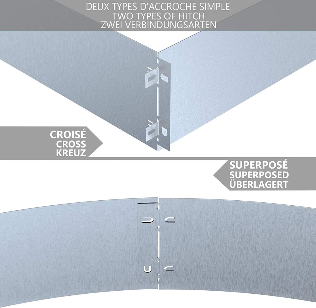 VOUNOT Rasenkante verzinkt Metall 20m, verzinkt Beeteinfassung Beetumrandung Mähkante, Länge 100cm H