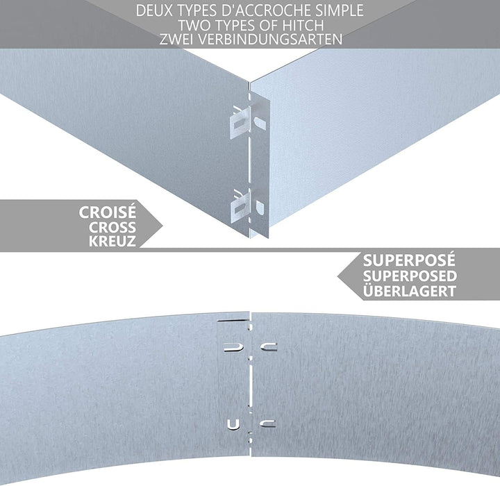 VOUNOT Rasenkante verzinkt Metall 20m, verzinkt Beeteinfassung Beetumrandung Mähkante, Länge 100cm H