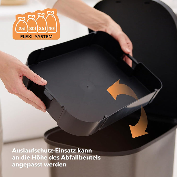 Rotho Orbe Mülleimer 35l mit Deckel und Fusspedal, pflegeleichter Kunststoff (PP) BPA-frei, 35l (40x