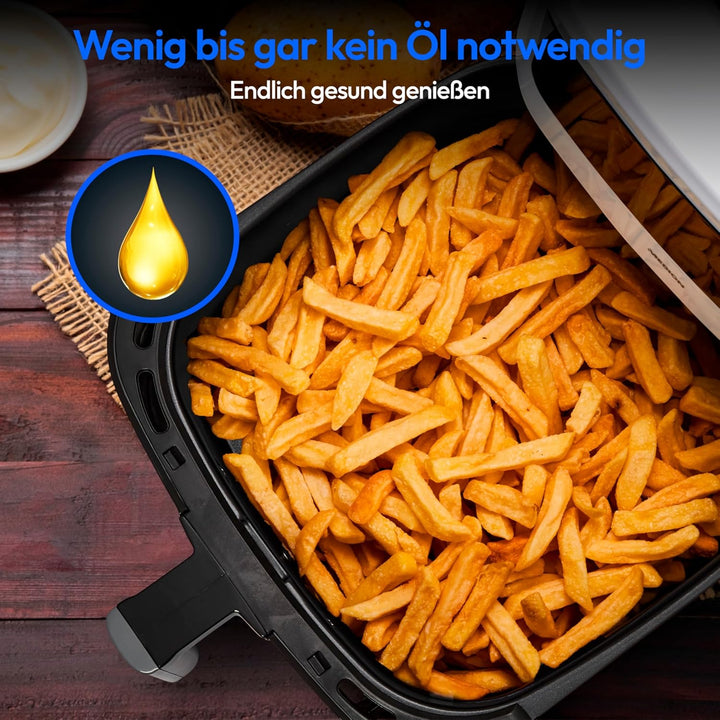 MEDION P10 XL Heissluftfritteuse (6,8 Liter XXL Frittierkorb, 2.150 Watt, zwei Heizelemente aus Edel
