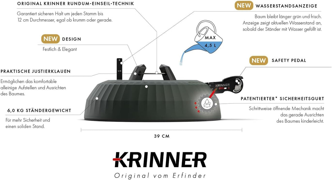KRINNER® X-Series Deluxe Christbaumständer X-320 Deluxe Weihnachtsbaumständer NEU inkl. Fusspedal mi
