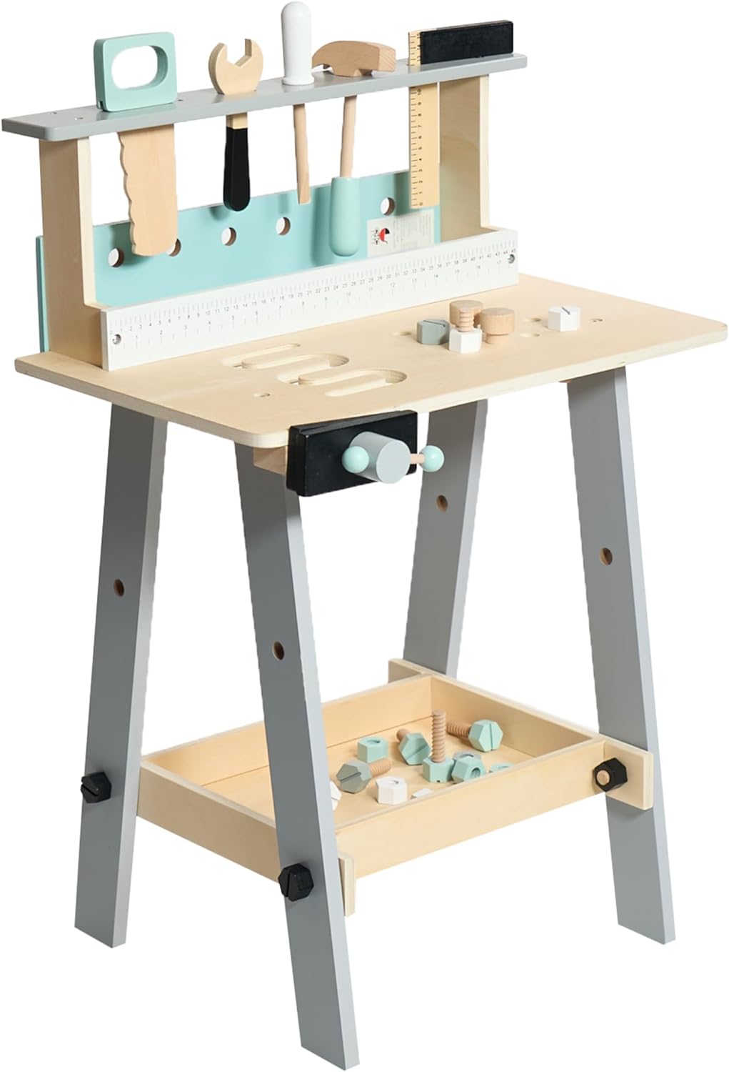 Bayer Chic 2000 278 30 Kinder-Werkbank aus Holz mit Werkzeug und Zubehör, Werkzeugbank, bunt
