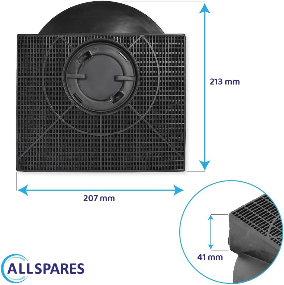 AllSpares Aktivkohlefilter 215x205mm Passend für diverse Dunstabzugshauben von Whirlpool, Ikea, Elic
