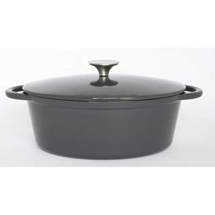 Baumalu 389061 Schmortopf, oval, Gusseisen, 27 cm, Cocon, Grau glänzend Majolique Ø27 cm, Ø27 c