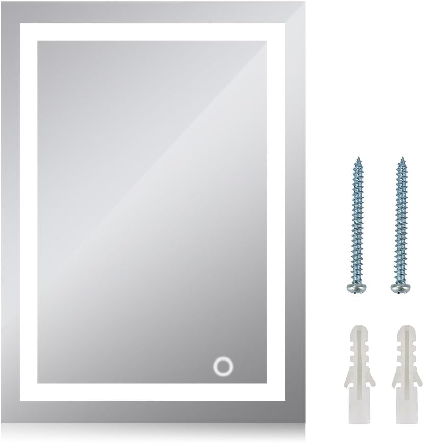 MUPAI Badspiegel LED Badezimmerspiegel Beleuchtet Bad Spiegel Wandspiegel (Weiss, B, 50x70cm) Weiss,