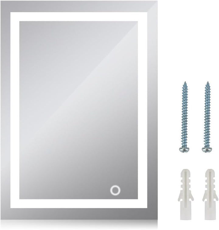 MUPAI Badspiegel LED Badezimmerspiegel Beleuchtet Bad Spiegel Wandspiegel (Weiss, B, 50x70cm) Weiss,