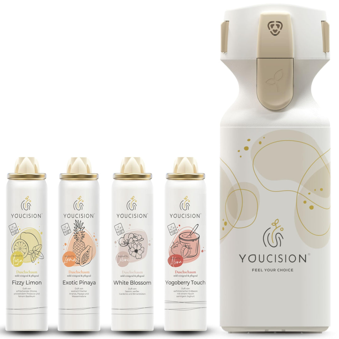 3-in-1 Duschschaum Spender – individuell mischbar & nachfüllbar – vegan, hautfreundlich & nachhaltig