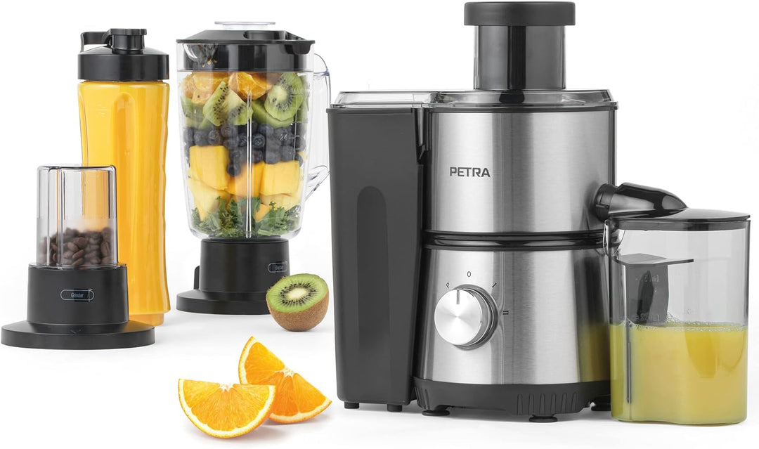 Petra PT4294VDEEU7 Zentrifugal Entsafter Elektrisch 4in1 Gemuse/Obst Saftmaschine,1L Mixbecher und F