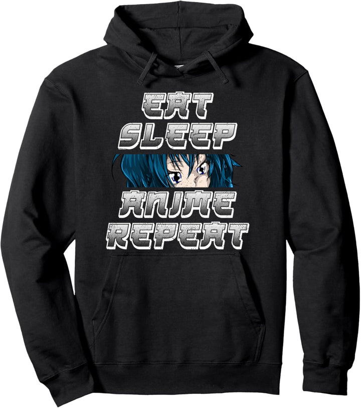 Essen Schlafen Anime Wiederholen Otaku Lustiges Anime Pullover Hoodie