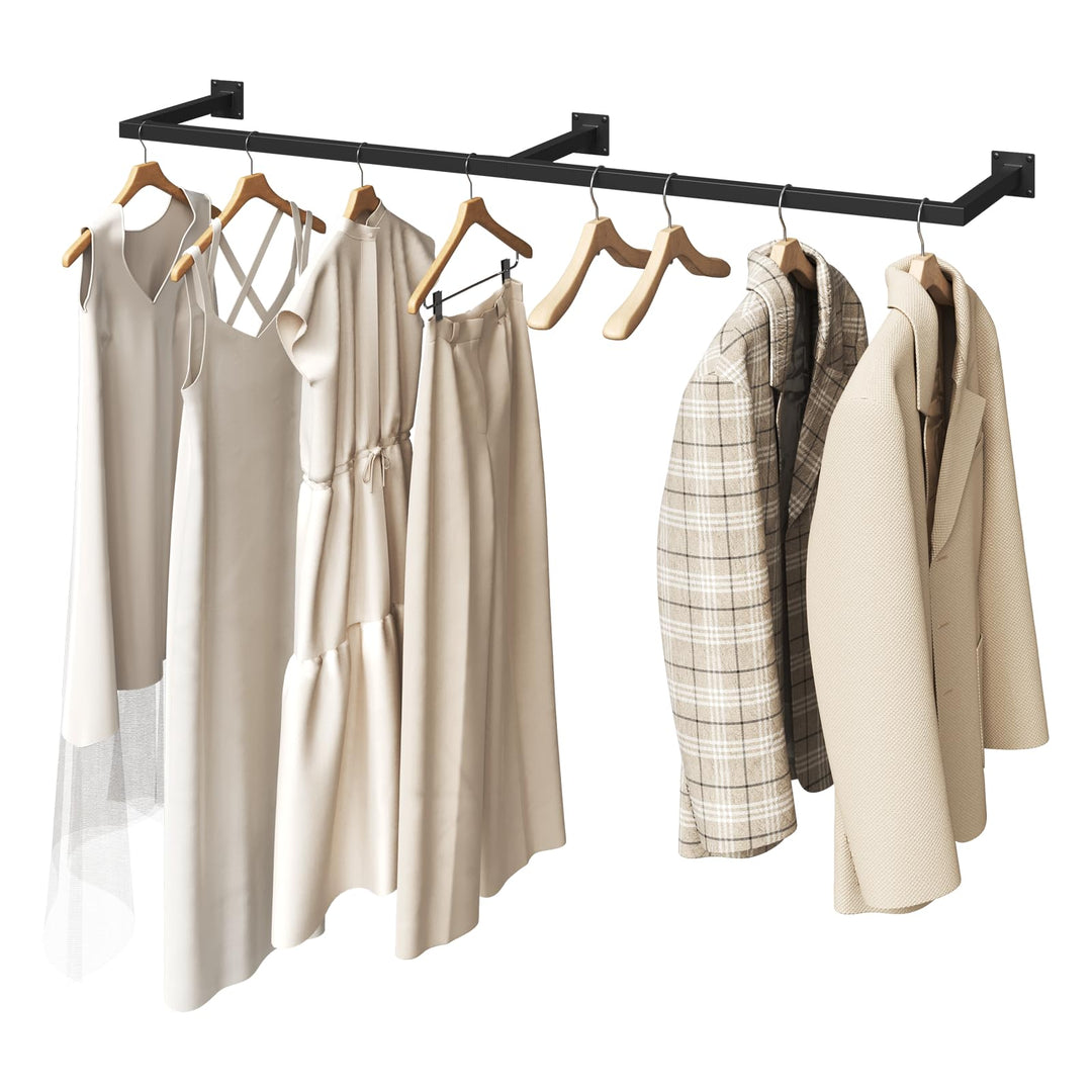 Kleiderstange Wandmontage, Garderobe Rohr industrial, für Flur Küche Wohnzimmer Badezimmer, 140 cm,