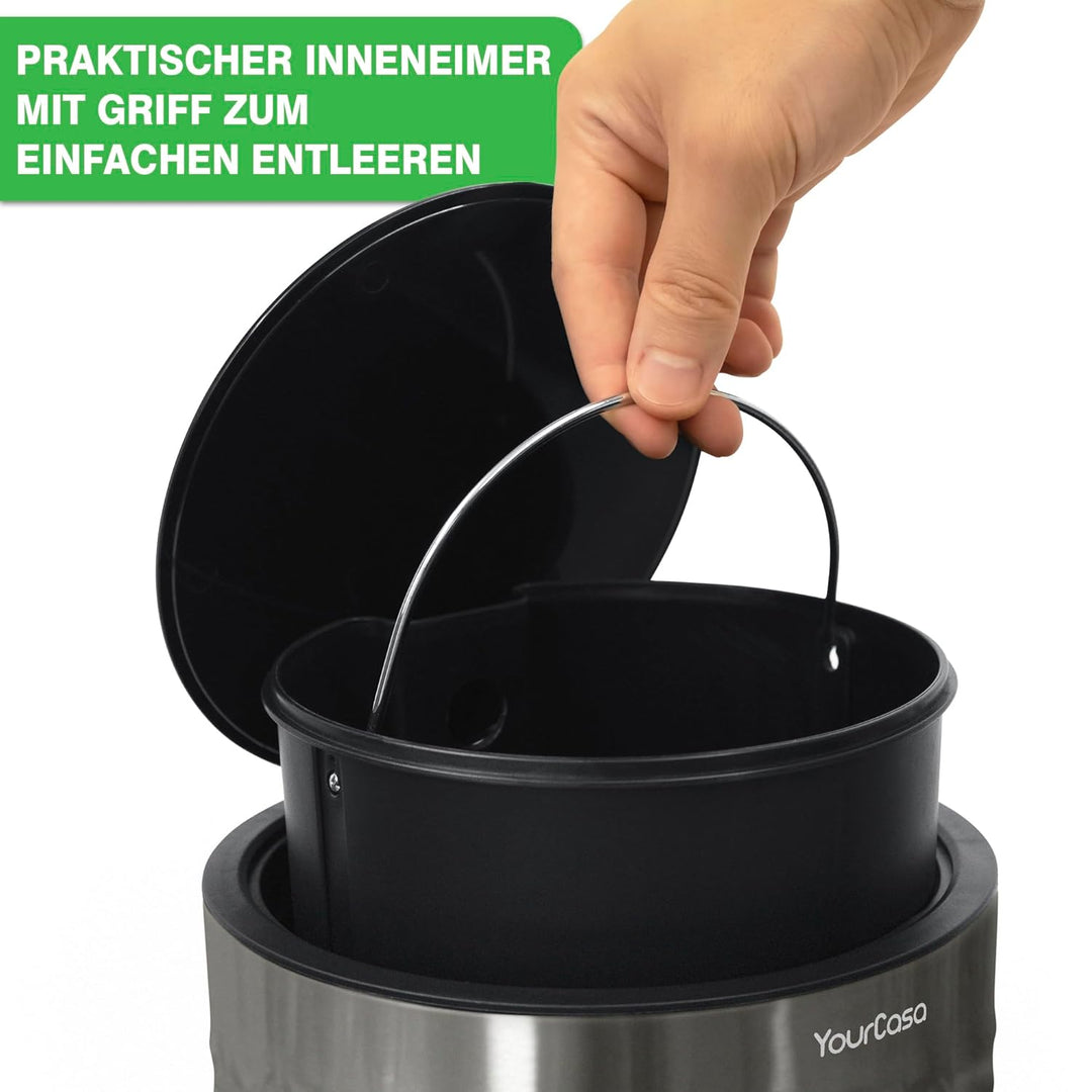 YourCasa Mülleimer Bad 5L aus Edelstahl [Pyramiden Effekt] für Badezimmer und Wohnbereich - Kosmetik
