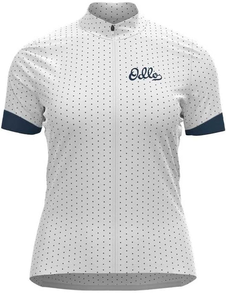 Odlo Damen Essentials_411961 Radtrikot mit Reissverschluss (1er Pack) M White - Blue Wing Teal, M Wh