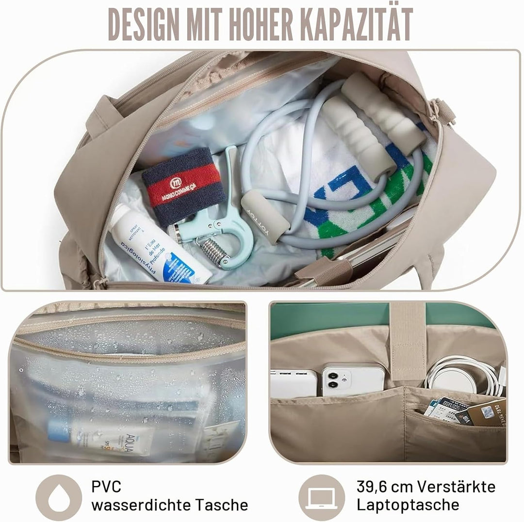 Badminton Tasche Damen 48×19×31 cm, Puffer Sporttasche Gross, Tennistasche mit Schlägerfach, Reiseta