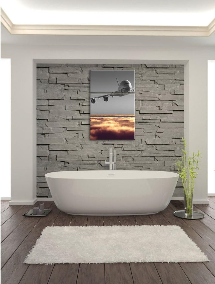 Pixxprint Flugzeug über Wolkenmeer 3-Teiler Leinwandbild 120x80 Bild auf Leinwand
