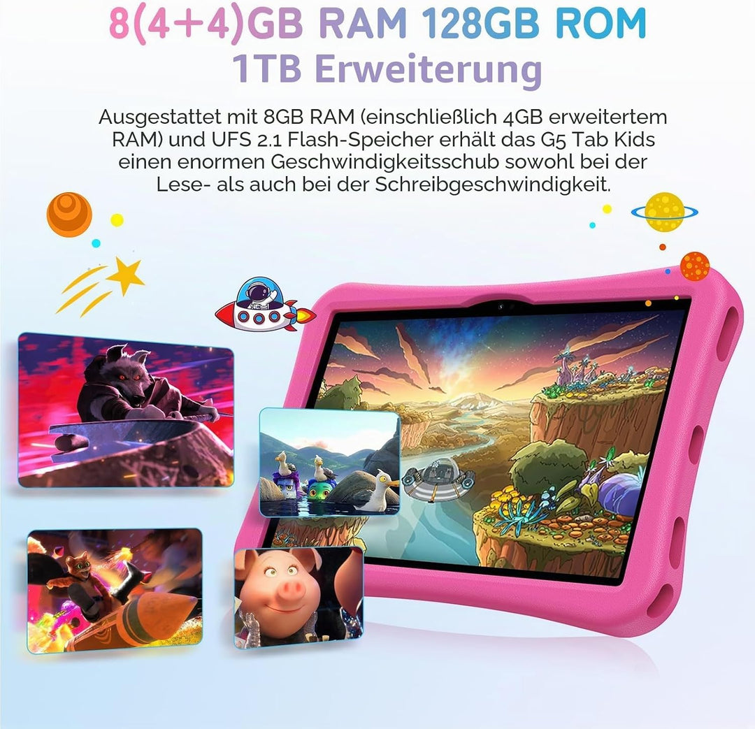 UMIDIGI G5 Kinder Tablet Elterliche Kontrolle,10.1 Zoll Tablet Android, 8(4+4) GB+128GB/1TB TF, Octa