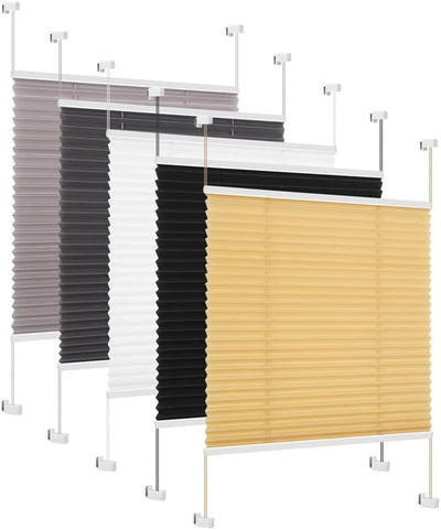 Eurohome Plissee Beige 105x120cm klemmfix ohne Bohren für Fenster und Türen 105x120cm Beige, 105x120