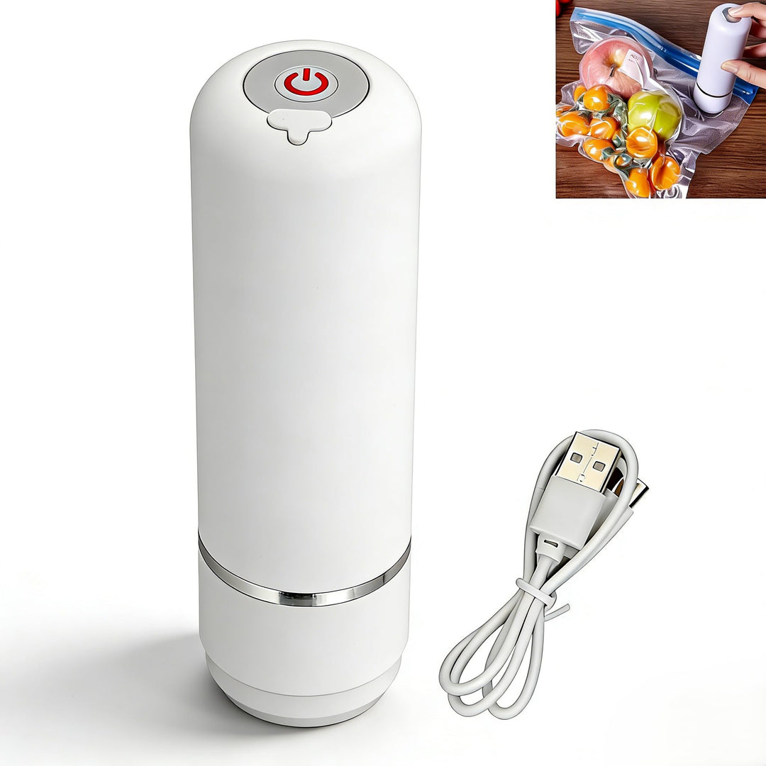 Handliche Vakuumiergerät, Tragbarer Vakuumierer mit USB-Aufladung, Vakumierergerät für Lebensmittel,