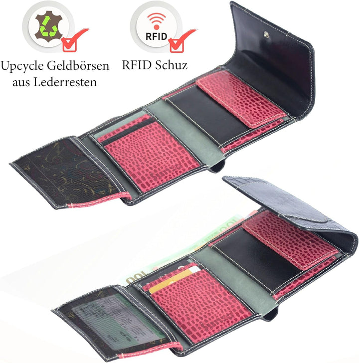 Sunsa Geldbörse. Damen Geldbeutel. Leder Portemonnaie mit RFID Schutz. Mittlere gross Brieftasche mi