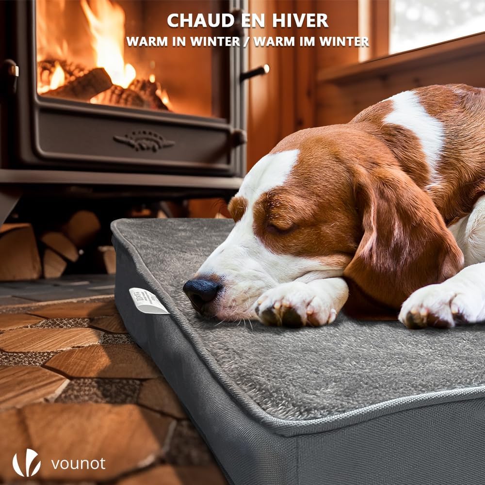 VOUNOT Orthopädisches Hundebett mit Abnehmbarer Kühlmatte, 2 in 1 Hundekissen Mittelgrosse Hunde, Wa