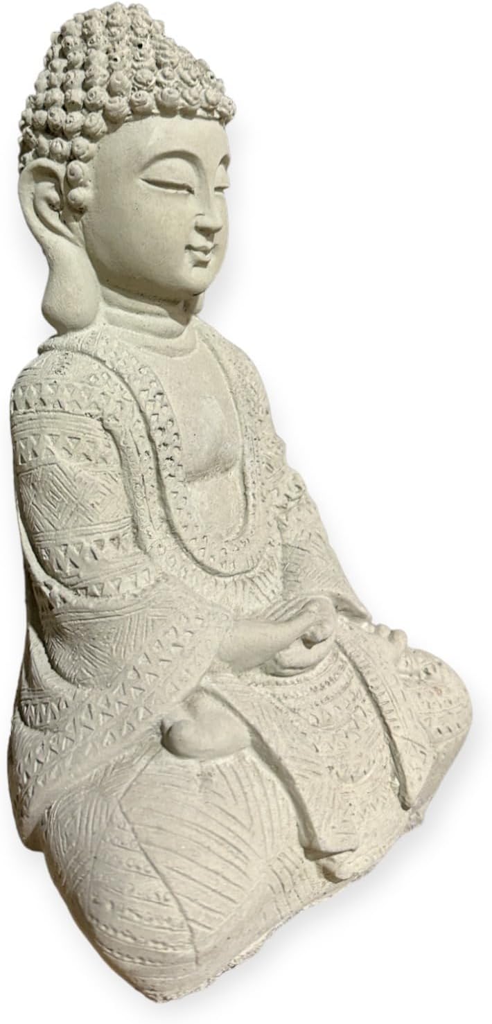 OriginalPaul Skulp & Betondesign Frostsichere sitzende Buddha Steinfigur - Handgefertigt in Deutschl