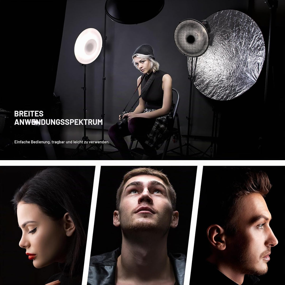 NEEWER 30cm Metall Beauty Dish Bowens Mount Reflektor Set mit weissem Diffusor, Honeycomb Grid für S