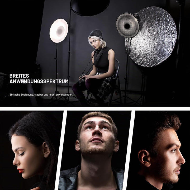 NEEWER 30cm Metall Beauty Dish Bowens Mount Reflektor Set mit weissem Diffusor, Honeycomb Grid für S