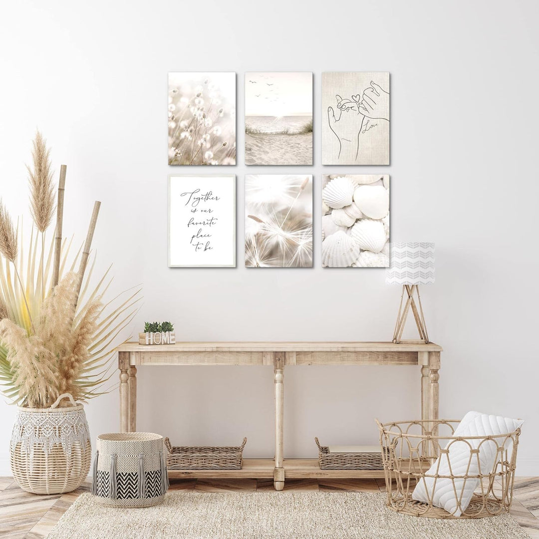 Novart Set Wandbilder - KEIN EXTRA RAHMEN BENÖTIGT - Wohnzimmer Schlafzimmer - Bilder Modern Boho St