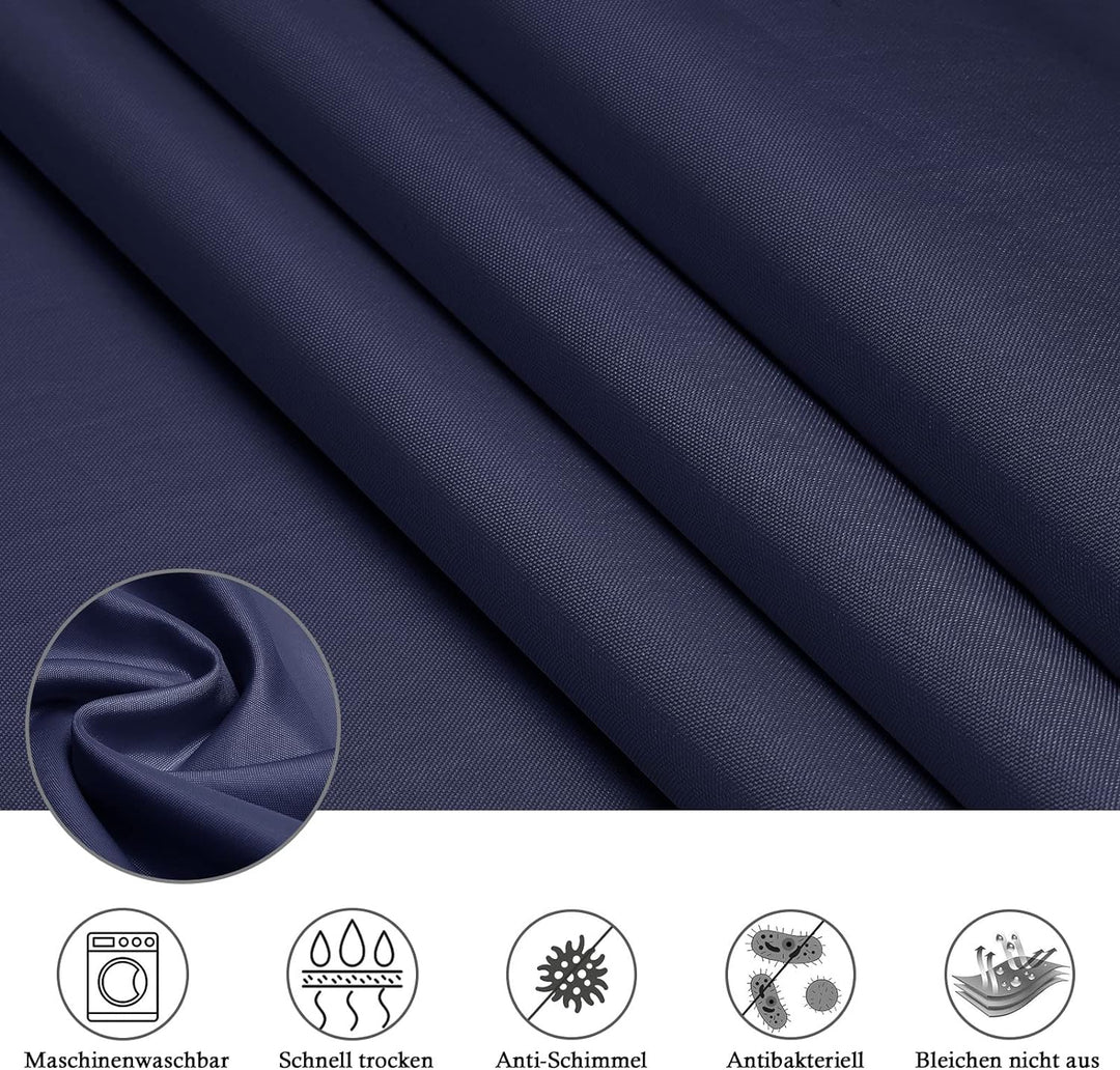 EurCross Duschvorhang Blau180x200 cm, Wasserdicht Waschbar Anti Schimmel Shower Curtain, Textil Poly