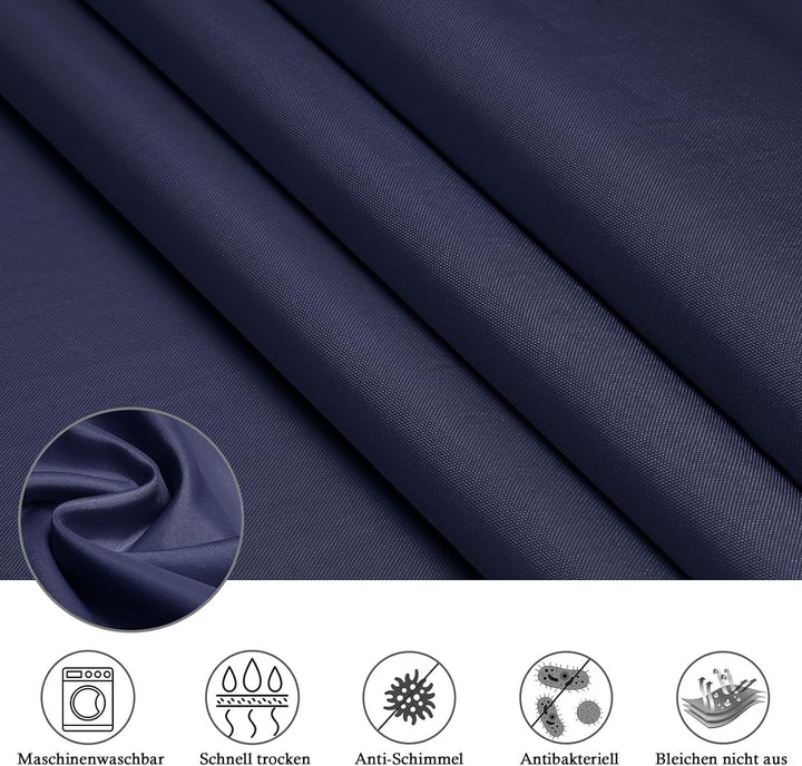 EurCross Duschvorhang Blau180x200 cm, Wasserdicht Waschbar Anti Schimmel Shower Curtain, Textil Poly